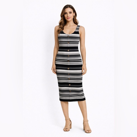No Boundaries Dresses & Skirts - Striped Button-Down Midi Dress – Sleek & Stylish